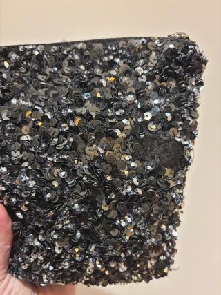 Bolso de fiesta lentejuelas negro y plata