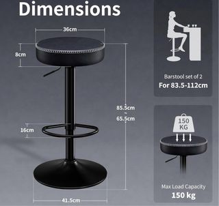 Set di 2 sgabelli da bar regolabili