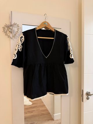 Camisa Zara Talla XL Bordados Manga