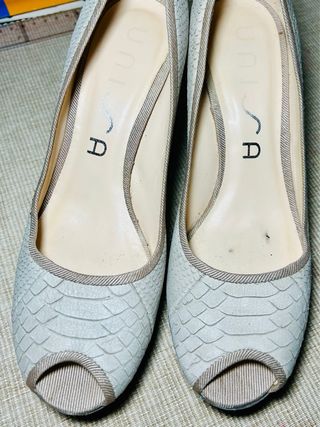 Zapatos Peep Toe Piel Serpiente Beige Talla 37.5