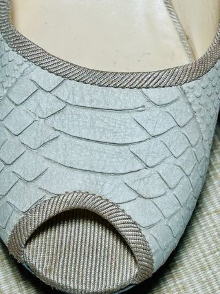 Zapatos Peep Toe Piel Serpiente Beige Talla 37.5