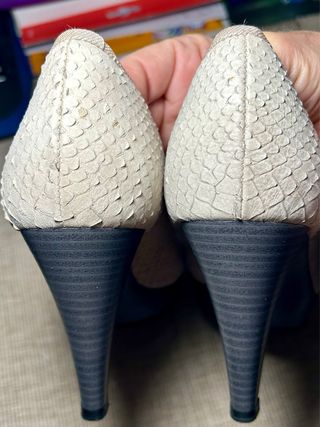 Zapatos Peep Toe Piel Serpiente Beige Talla 37.5