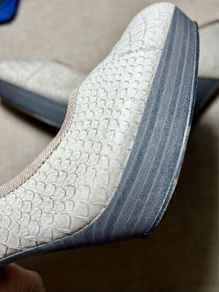 Zapatos Peep Toe Piel Serpiente Beige Talla 37.5