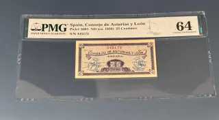 Billete España 25 Centimos 1936 PMG 64
