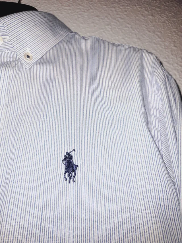 Camisa Polo Ralph Lauren Rayas Azul y Blanca