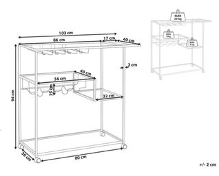 Carrito de cocina industrial cristal y metal