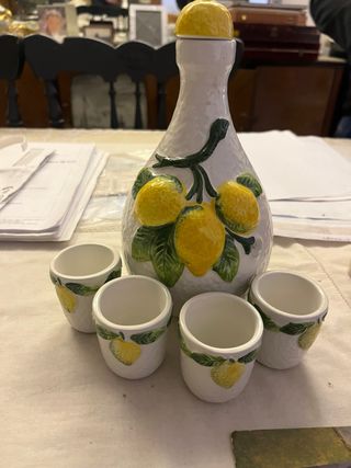Set Limoncello Ceramica con 4 Bicchierini