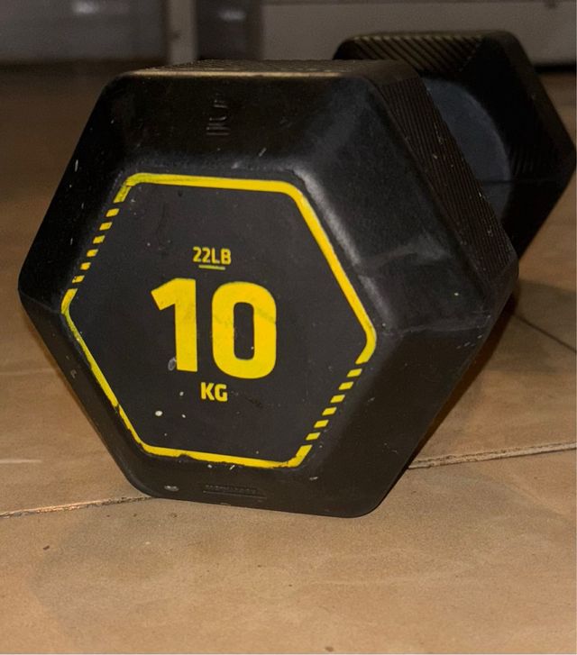 Dos Mancuernas Hexagonales 10 kg Caucho