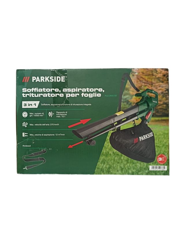 SOPRADOR E ASPIRADOR DE FOLHAS ELÉTRICO PARKSIDE PLS2600B2 + CAIXA