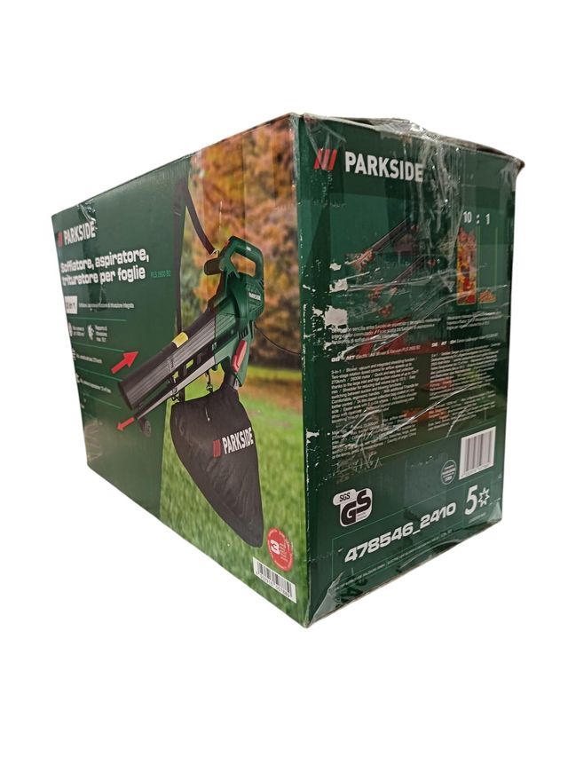 SOPRADOR E ASPIRADOR DE FOLHAS ELÉTRICO PARKSIDE PLS2600B2 + CAIXA