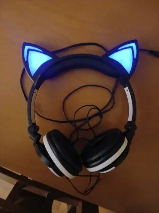 Cascos Orejas Gato LED Azul
