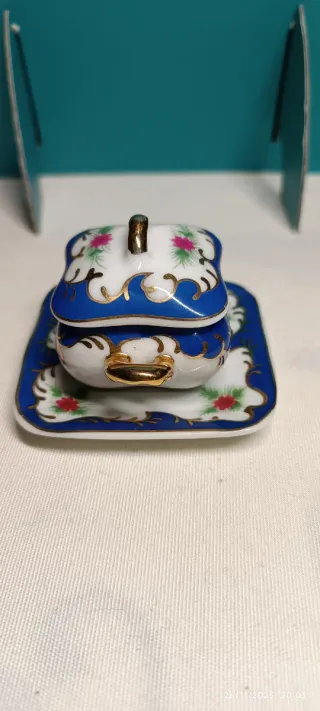 Zuppiera miniatura oro azzurro