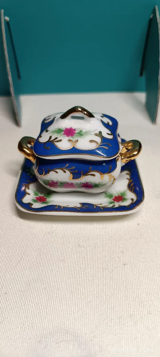 Zuppiera miniatura oro azzurro