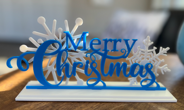 Letrero Navideño Merry Christmas Copos Nieve