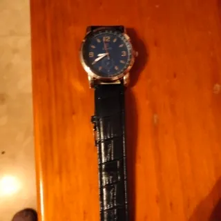 Reloj de Piel Azul y Dorado