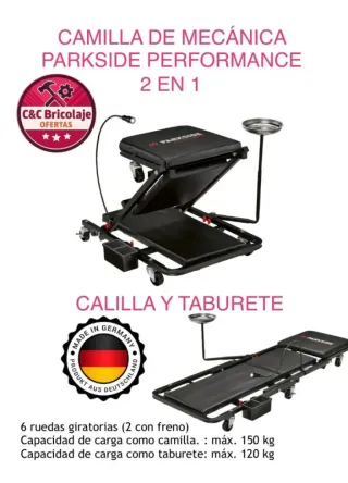 Camilla de Mecánica Parkside 2 en 1 performance
