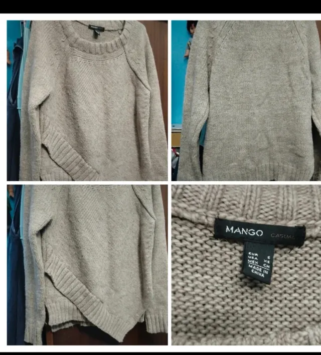 Conjunto 2 jerséis mujer beige y rosa