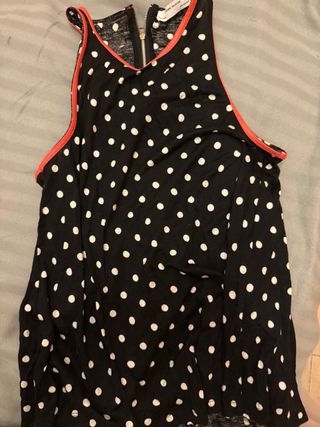 Blusa lunares sin mangas ribete polipiel