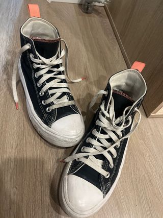 Converse plataforma negras y rosas