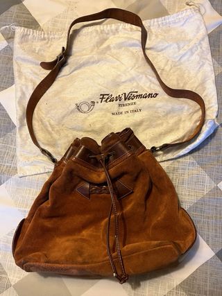 Borsa a secchiello in pelle scamosciata Vintage