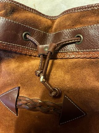 Borsa a secchiello in pelle scamosciata Vintage