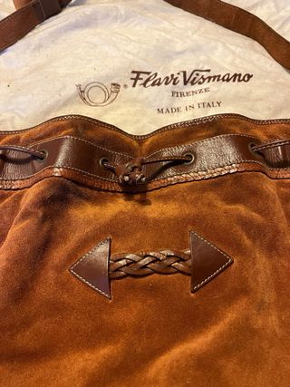 Borsa a secchiello in pelle scamosciata Vintage