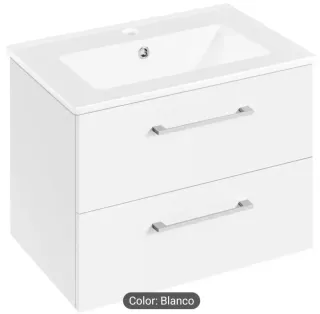 Pica y Mueble de lavabo blanco con 2 cajones