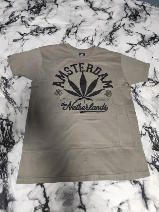 Camiseta Amsterdam Hoja Marihuana Beige