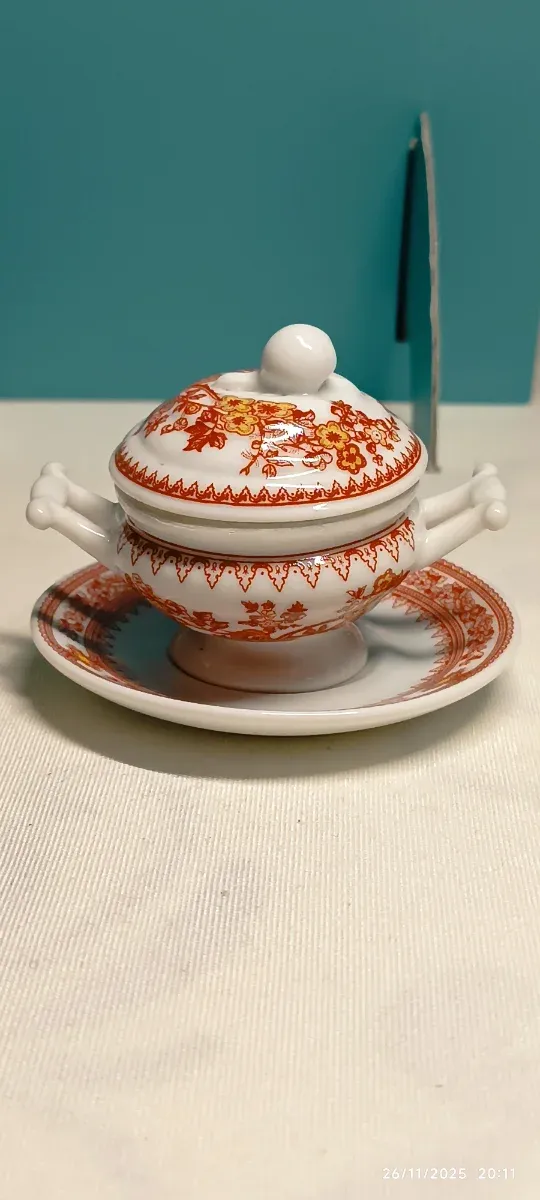 Zuppiera miniatura decorata rosso/giallo