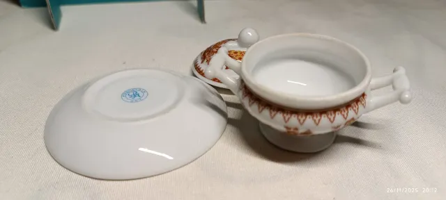 Zuppiera miniatura decorata rosso/giallo