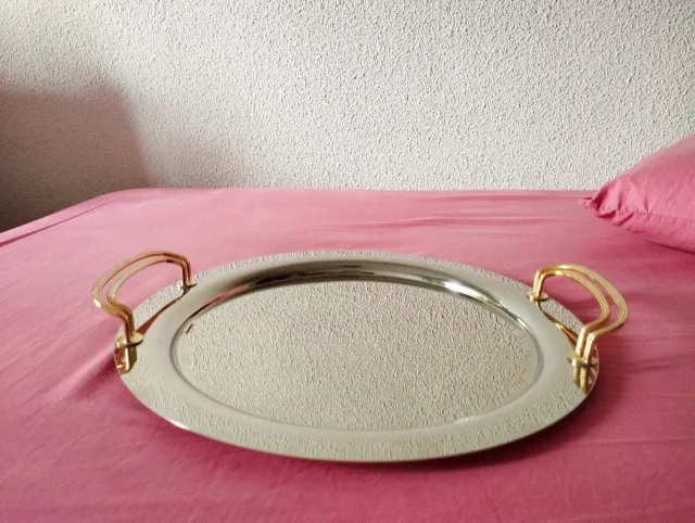 Bandeja Vintage redonda acero inoxidable Años 70