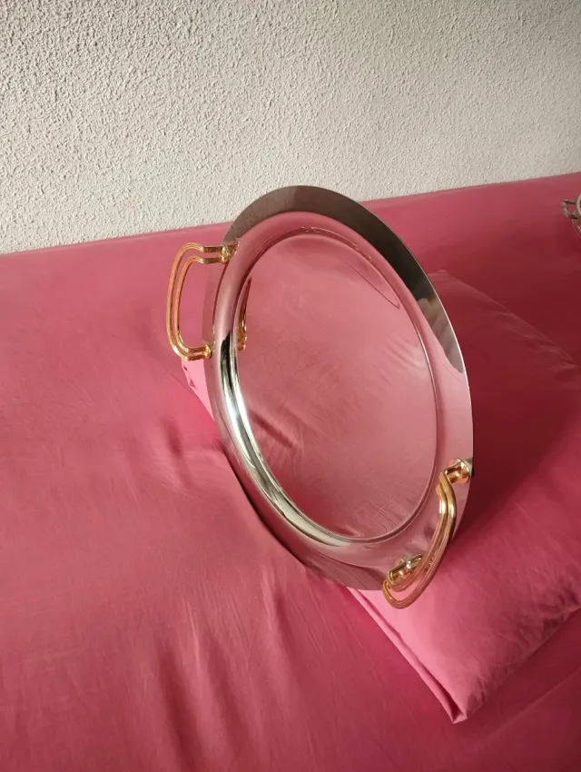 Bandeja Vintage redonda acero inoxidable Años 70