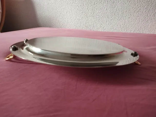 Bandeja Vintage redonda acero inoxidable Años 70