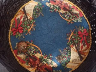 Bandeja Mimbre Decorada Musical Navidad