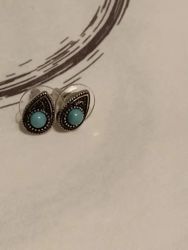 Pendientes lágrima plata y turquesa