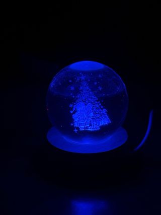 Lampada Natalizia Sfera Vetro Legno