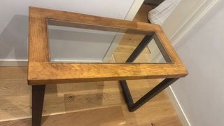 Mesa Consola / Escritorio - Madera Maciza y Vidrio