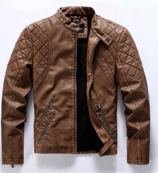 Chaqueta cuero sintético marrón