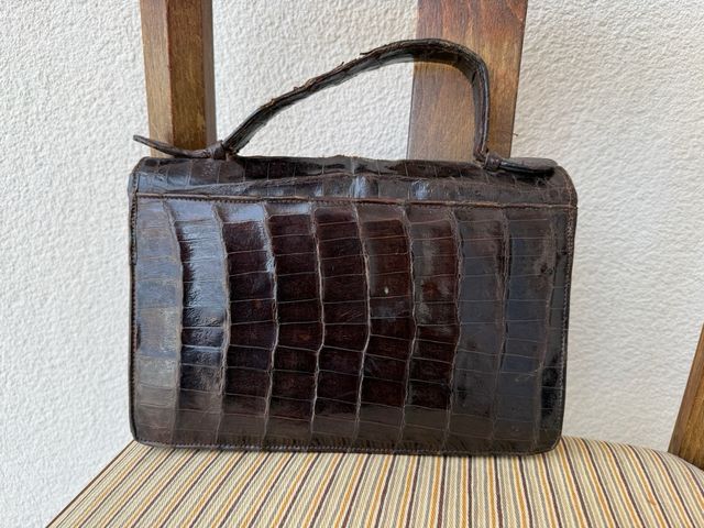 Bolso Piel Cocodrilo Marrón