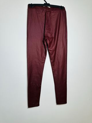 Leggings polipiel efecto piel burdeos Talla M