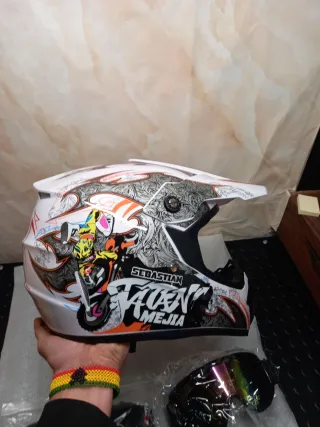 Casco Motocross con Guanti e Occhiali