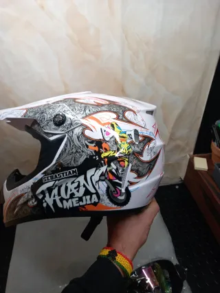Casco Motocross con Guanti e Occhiali