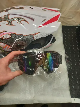 Casco Motocross con Guanti e Occhiali