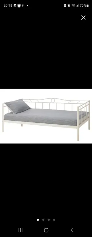 Cama individual metálica blanca Ikea. 90×200