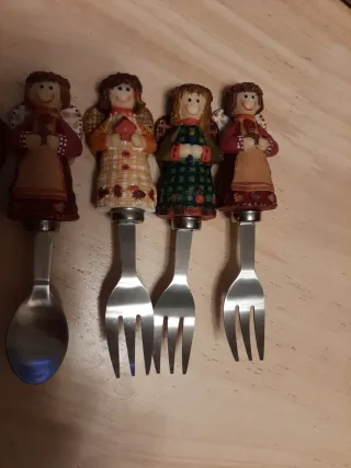 Set 6 Angioletti Cucchiaini e Forchettine da dolce