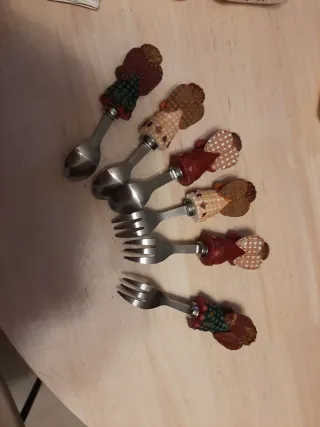 Set 6 Angioletti Cucchiaini e Forchettine da dolce