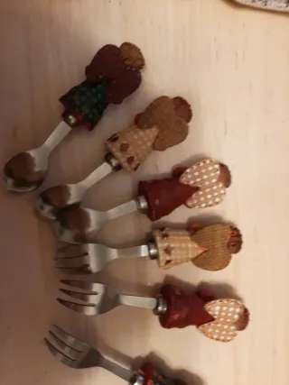 Set 6 Angioletti Cucchiaini e Forchettine da dolce