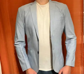 Blazer americana azul claro hombre