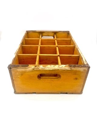 Cassetta Coca-Cola vintage in legno con divisori anni ’60–’70