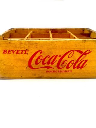 Cassetta Coca-Cola vintage in legno con divisori anni ’60–’70